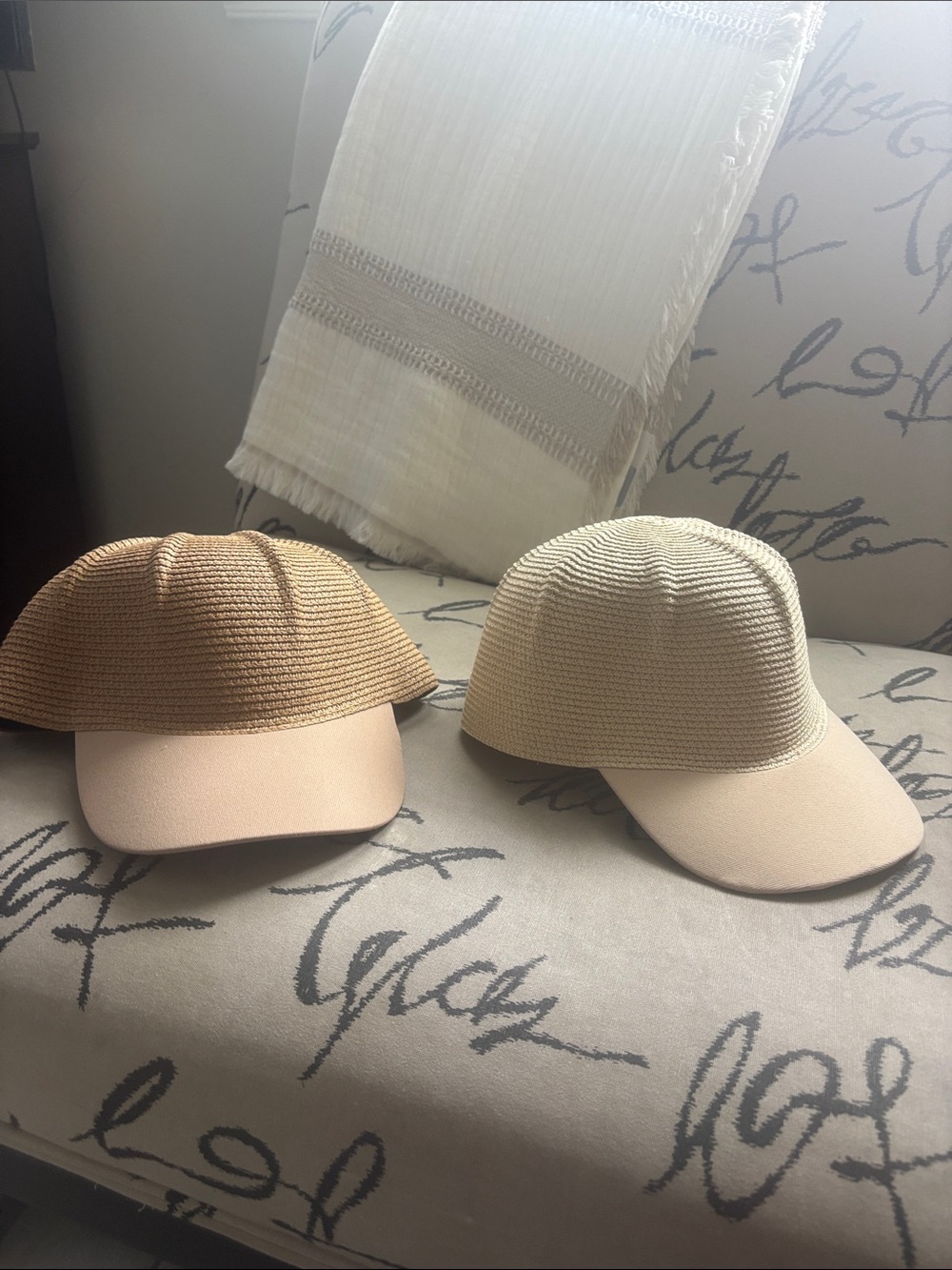 Straw-Look Visor Caps - Neutral Beige & Tan purchased at  target 10.00 each